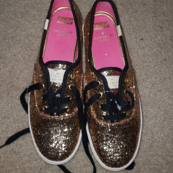 kate spade Shoes - kate spade gold sparkly sneakers nwt